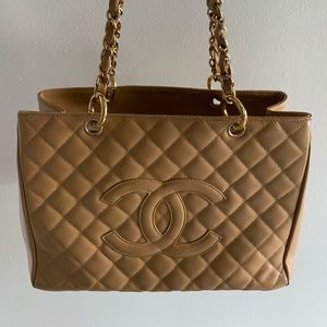 Chanel Quilted Caviar Bag in Beige
